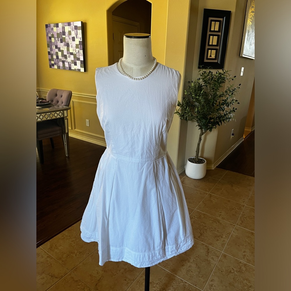 GAP White Fit and Flare Midi Dress